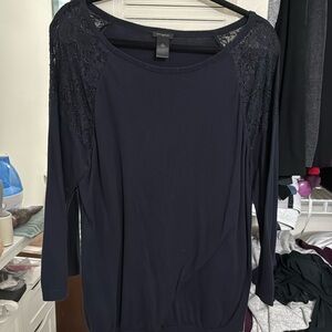 Ann Taylor Navy sweater with lace